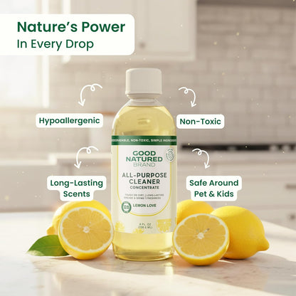 Good Natured Brand All-Purpose Cleaner Concentrate | 8oz makes 128oz | Lavender Essential Oil | 16X Concentrated Natural Multi-Surface Cleaner