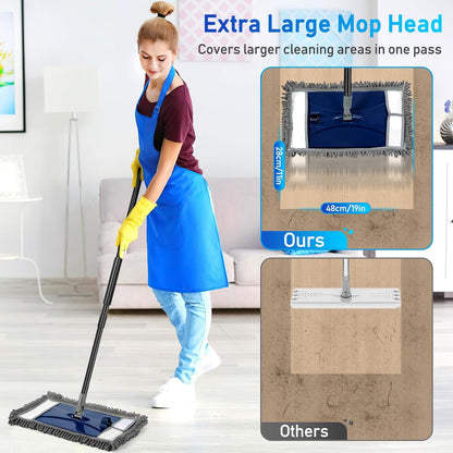 Wall Cleaner Mop with Long Handle, Wall Dust Cleaning Mop for Washing Walls with 2 Microfiber Reusable Pads,Floor Dry Wet Dust Mops for Wall Washer, Floor,Ceiling Cleaner