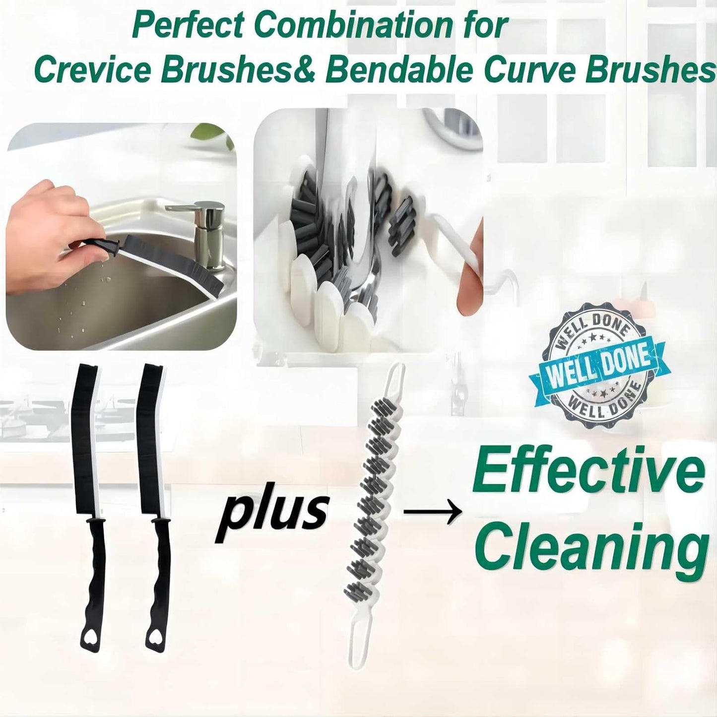 Crevice Cleaning Brush Hard Bristle Grout Brush Scrub Brush Toilet Brush Cleaning Tools Cleaning Supplies for Household Use Bathroom Kitchen 3 Pcs (Black&Blue)