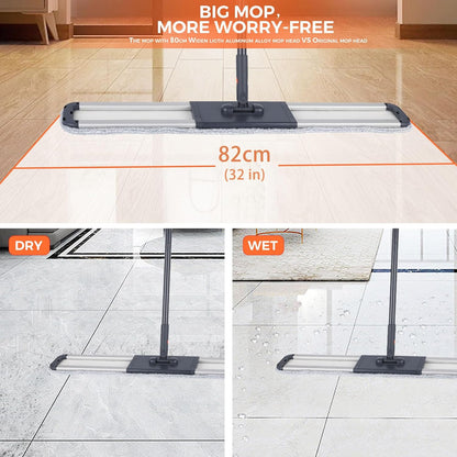 18 Professional Microfiber Mop Large Flat Mops for Floor Cleaning 4 Reusable Washable mop Pads Hardwood Cleaning System Wet and Dust Mop with 61in Long Stainless Steel Handle