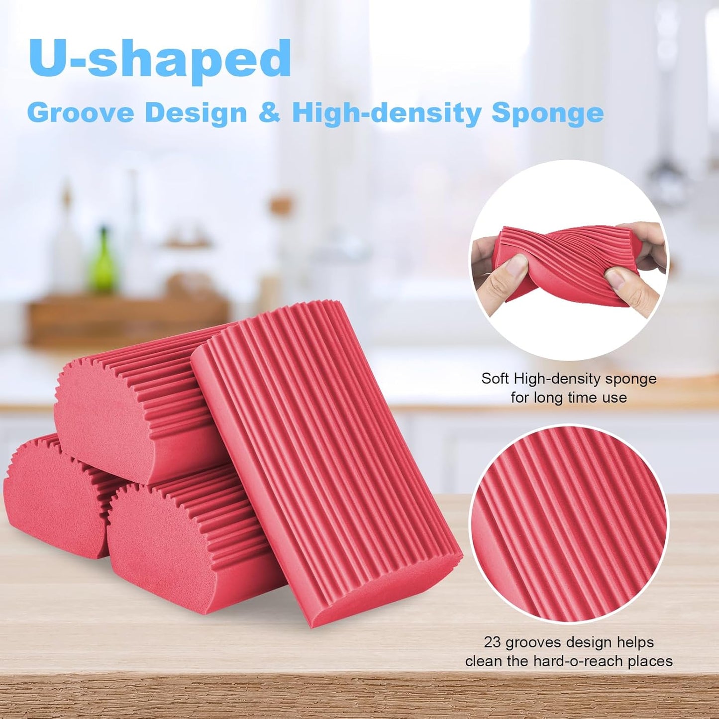 2-Pack Damp Duster Sponge for Clean, Magic Sponge Eraser Baseboard Cleaner Tool, Dusters for Cleaning Blinds, Glass, Vents, Railings, Mirrors,Window Track Grooves and Faucets