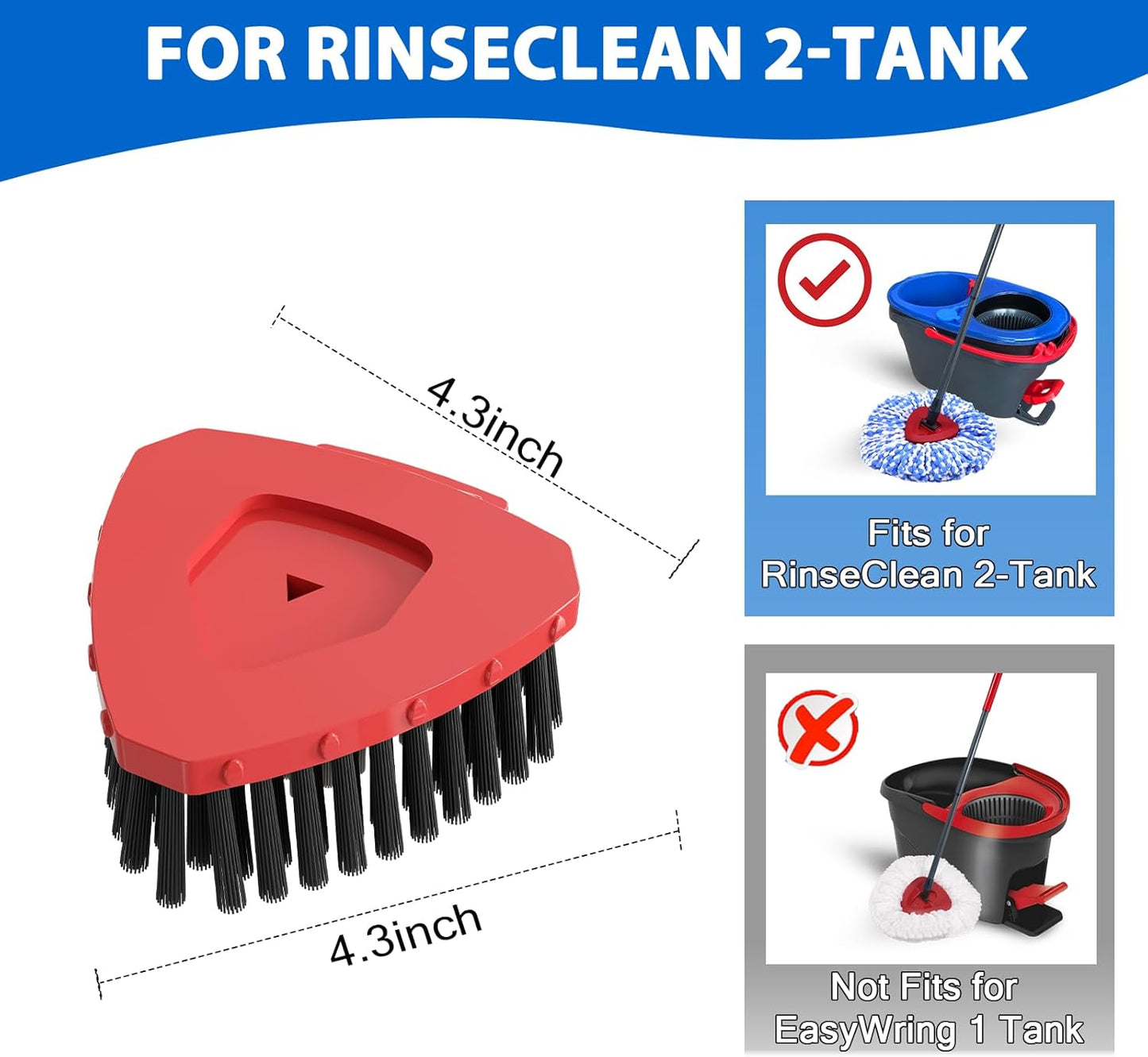 2 Pack Upgraded Spin Mop Replacement Scrub Brush Heads Compatible with Ocedar EasyWring 1 Tank,Full Bristle Scrubber Replace Great for Kitchen, Bathroom, Pools,Deck Hard Floor Cleaning