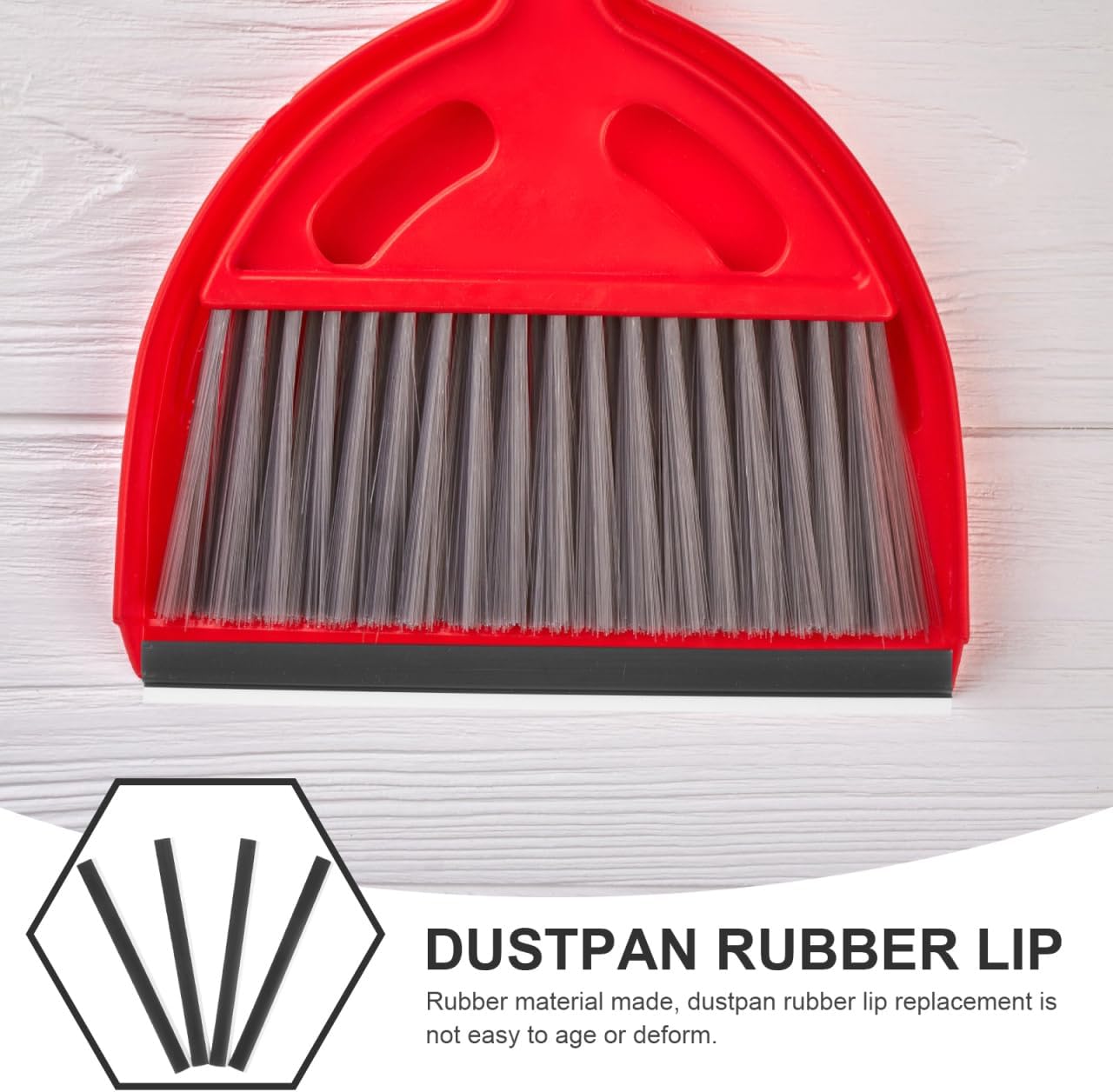 Angoily 4Pcs Dustpan Rubber Strip, 10.23" Dust Pan Lip Replacement, Silicone Edge Protectors, Black Refill Insert for Broom Sweeping Garbage Shovel