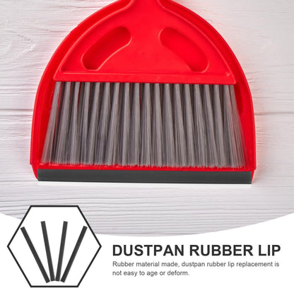 Angoily 4Pcs Dustpan Rubber Strip, 10.23" Dust Pan Lip Replacement, Silicone Edge Protectors, Black Refill Insert for Broom Sweeping Garbage Shovel