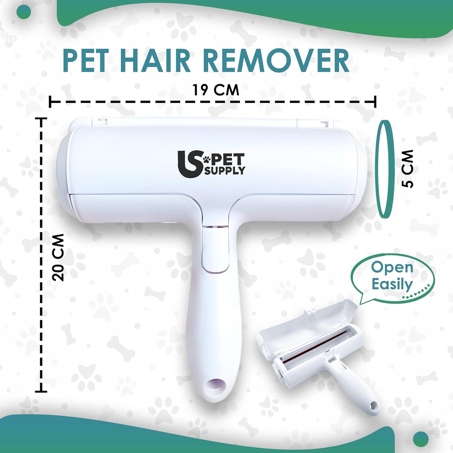 Pet Hair Remover Roller-Reusable, Self Cleaning Lint Roller for Pet Hair Removal on Furniture, Carpets, Clothes & Car Seats-Dog & Cat Hair Remover No Sticky Tapes (Black)