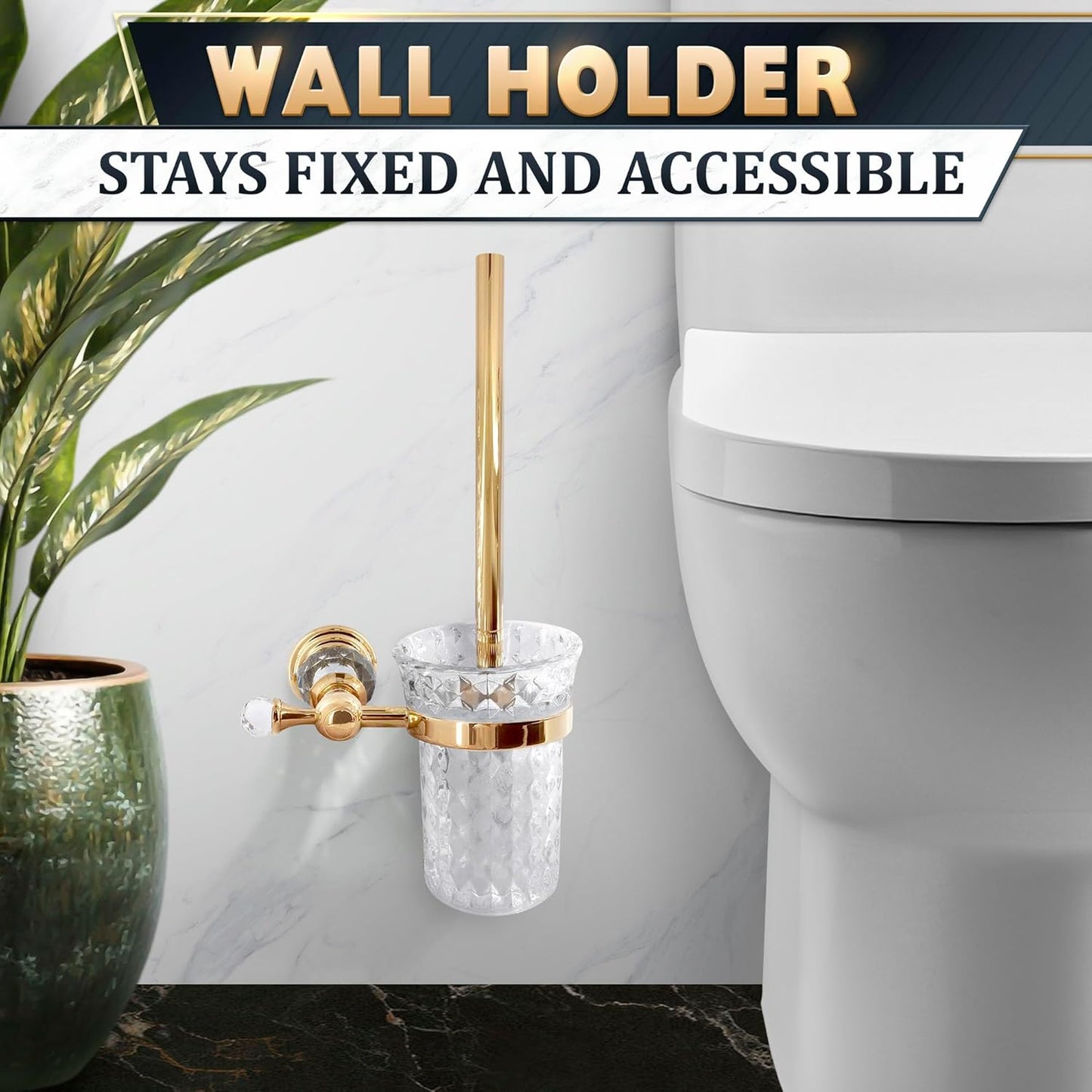 Stylish Stainless Steel Toilet Brush and Holder Set - Silver Toilet Bowl Brush and Holder with Splash Cover, Sturdy Bristles, Corrosion & Scratch Resistant - Elegant Design, Effective Deep Cleaning