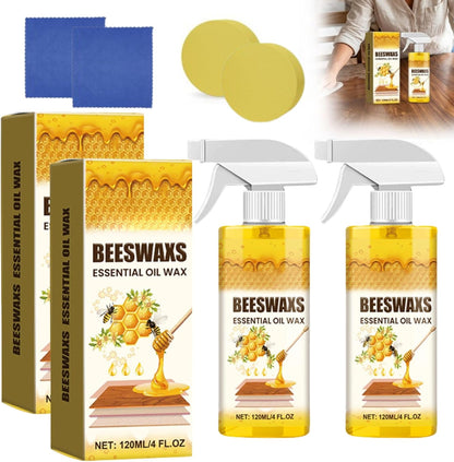 RAINPOT 2026 Beeswax Wood Polish Spray, Natural Beeswax Furniture Polish and Cleaner, Wood Care Spray for Cabinets, Tables, Floors, Wood Conditioning Polish Kit with Sponge & Cloth (2)