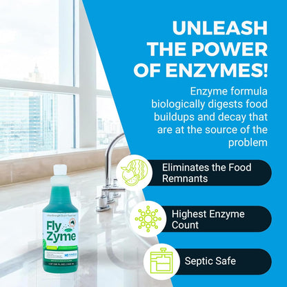 Fly-Zyme, Highly Concentrated Enzyme Drain Cleaner for Pipes, Drain Gel for Fruit Flies, Organic Waste Degrader & Odor Neutralizer, 32 fl oz