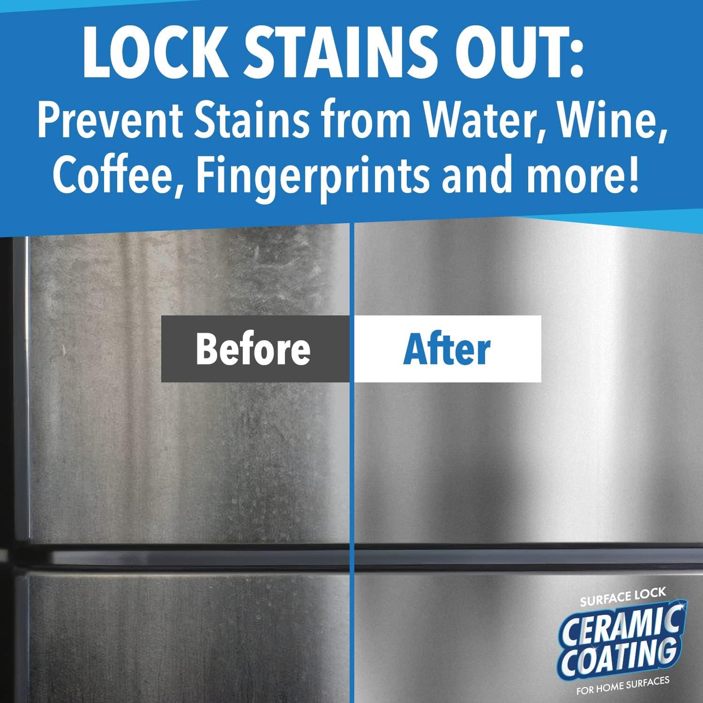 Surface Lock Ceramic Coating for Stainless Steel Appliances — Home Ceramic Spray That Shines, Seals & Protects, Repels Water & Stains, Fingerprint Protector for Kitchen Countertops & Bathroom, USA