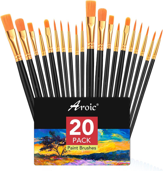 Acrylic Paint Brush Set, 1 Packs / 10 pcs Watercolor Brushes Painting Brush Nylon Hair Brushes for All Purpose Oil Watercolor Painting Artist Professional Kits.