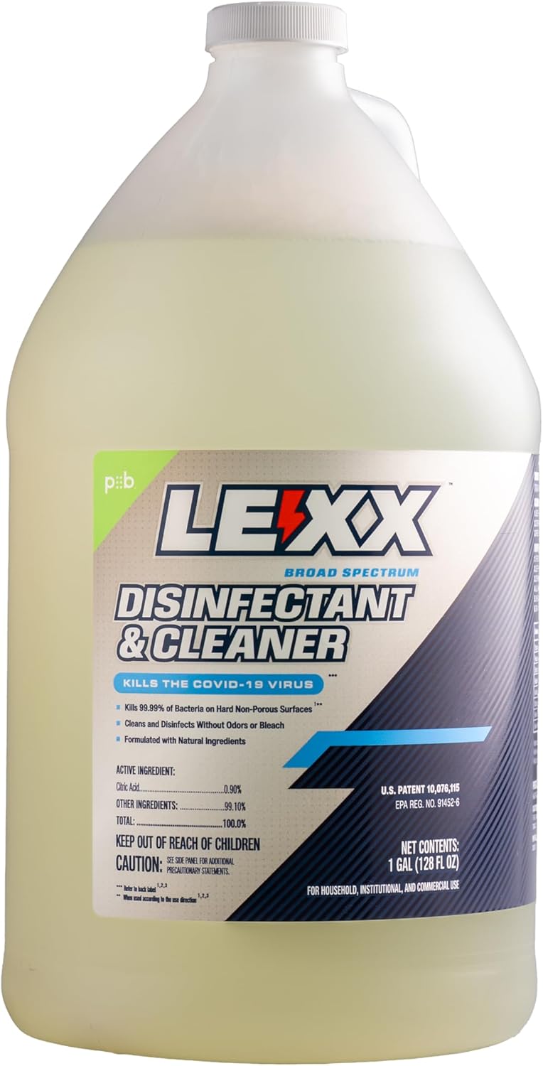 LEXX® RTU Broad Spectrum Disinfectant & Cleaner - EPA Registered, Kills 99.99% of Bacteria - Hospitals, Schools, Offices, Homes - Citric Acid, Safer Choice, Non-Toxic, No Bleach - 32 fl. oz. Spray