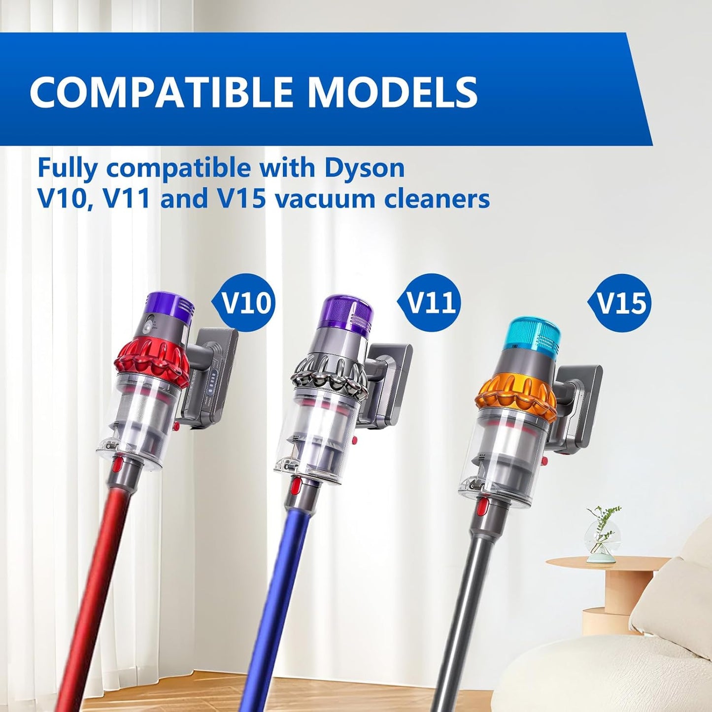 Vacuum Head Replacement Compatible with Dyson V8 V10 V11 V15 Vacuum Cleaner Upgrade Anti-Tangle Replacement Cleaner Head with Adjustable Suction Green Light Suitable for Hardwood Floor