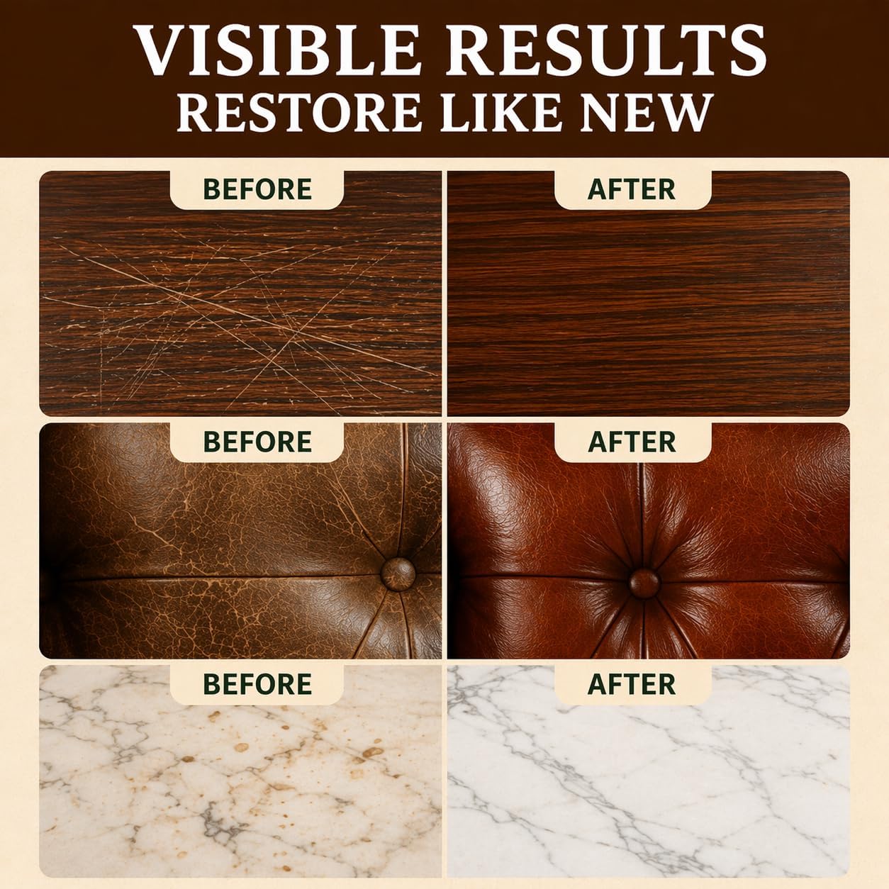 Lence Furniture Balm – All-in-One Wood Scratch Repair, Polishing & Multi-Surface Cleaner for Home & Countertops - Includes Application Brush(1pcs)
