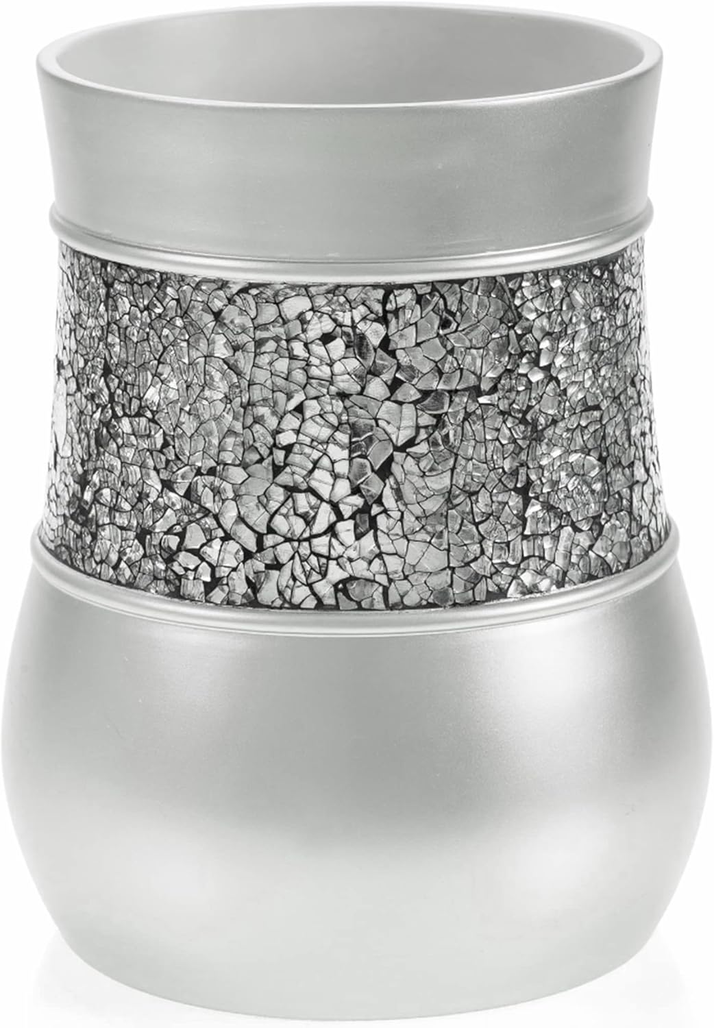 Creative Scents Crackled Glass Toilet Brush with Holder - Silver Toilet Bowl Cleaner Brush and Holder - Good Grip, Deep Cleaning, Decorative Design Compact Toilet Bowl Scrubber