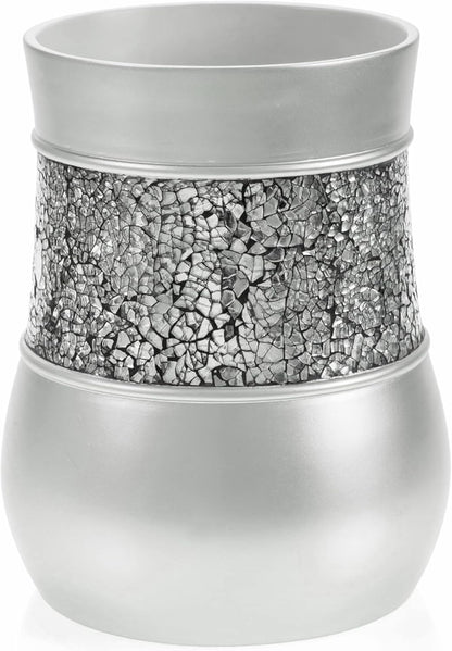 Creative Scents Crackled Glass Toilet Brush with Holder - Silver Toilet Bowl Cleaner Brush and Holder - Good Grip, Deep Cleaning, Decorative Design Compact Toilet Bowl Scrubber