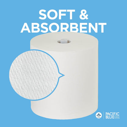 Pacific Blue Ultra 8” High-Capacity Recycled Paper Towel Roll by GP PRO (Georgia-Pacific), White, 26490, 1150 Feet Per Roll, 6 Rolls Per Case
