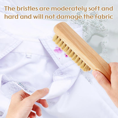 3 Pcs Wood Laundry Stain Brush Stain Remover Brushes with Boar Bristle Small Stain Brush for Clothes for Scrubbing Stains from Furniture Fabric Leather(3 Pcs C)