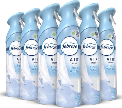 Febreze Air Mist Air Freshener Spray, Odor-Fighting Room Spray, Air Fresheners for Home and Bathroom and Kitchen, Aerosol Can, Mountain Scent, Purple, 8.8oz (Pack of 3)