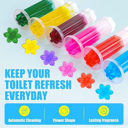 4 Pack Toilet Gel Stamp, 48 Stamps 4 Kinds Of Scent Toilet Bowl Cleaner Gel, Long-Lasting Flowers Shaped Bathroom Freshener, Keeps Toilet Fresh Fragrant and Clean