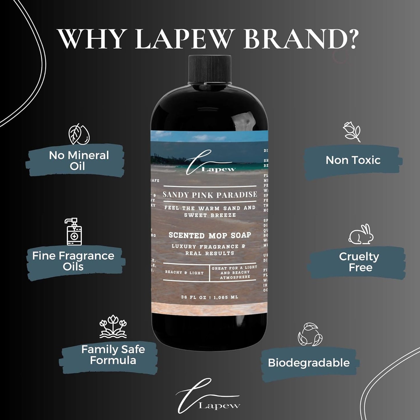 Lapew Black Sea Scented Cleaning Bundle | Carpet Deodorizer Powder (16 oz) & Mop Soap Concentrate (36 oz) | Pet-Friendly Odor Eliminator - Colors B