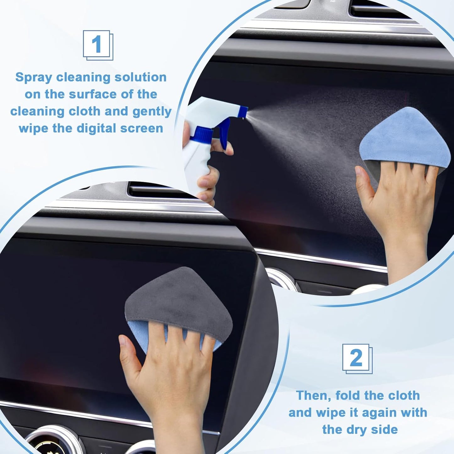 Car Screen Cleaner, 4.1''×4.1'' Microfiber Dashboard Wipes, Square Microfiber Cloth, Car Display Wipes,Vehicle Screen Cleaner Tool universal for Car Dashboard Car Display Car Interior Tools (Black)