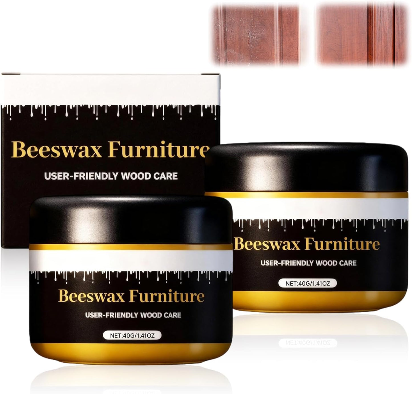 2PCS Multipurpose Beeswax Furniture Polish and Cleaner, Beeswax Gleam, Furniture Wax, All-Natural Wood Conditioner, Restorer and Protector for Tables, Cabinets, Cutting Boards Waterproof