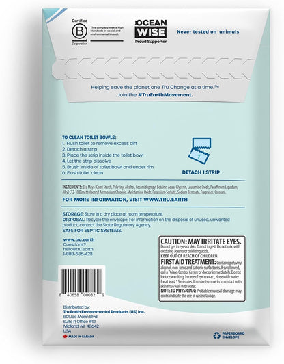 Tru Earth Toilet Bowl Cleaner Eco-Strips | Plastic Jug-Free, Septic-Safe For Cleaning | Easy to Use | 48 Strips