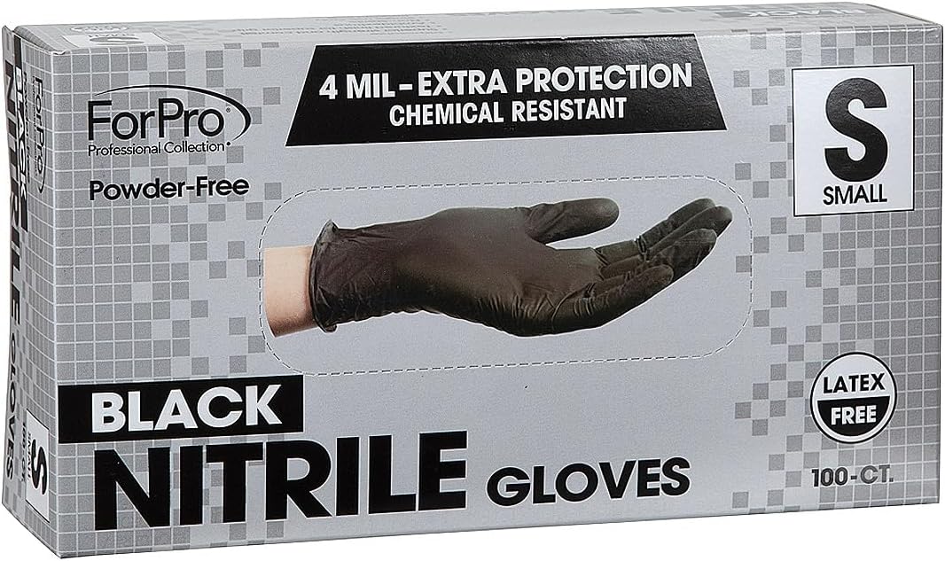 ForPro Disposable Nitrile Gloves, Chemical Resistant, Powder-Free, Latex-Free, Non-Sterile, Food Safe, 4 Mil