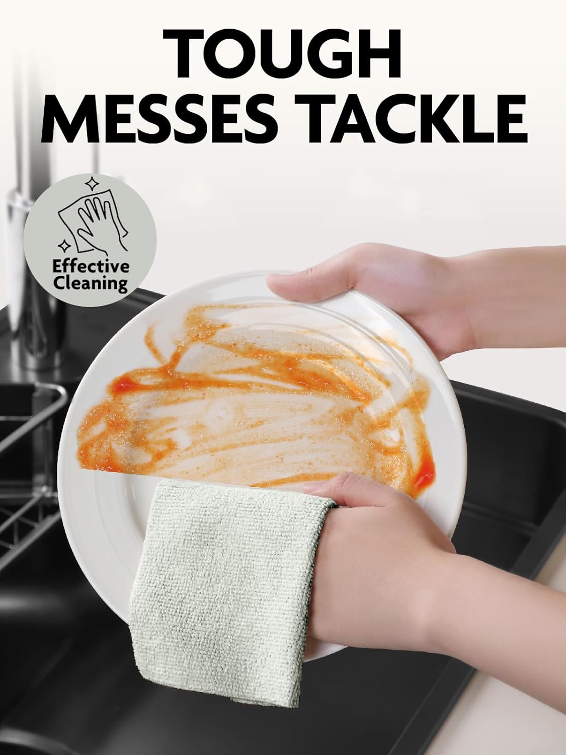 Fantasticlean Kitchen Towels - 40 Sheets - Reusable Washable Dishcloth Rolls, Super Absorbent, Premium Microfiber Cleaning Cloths, 10'' by 10'' (Beige, MossGreen)