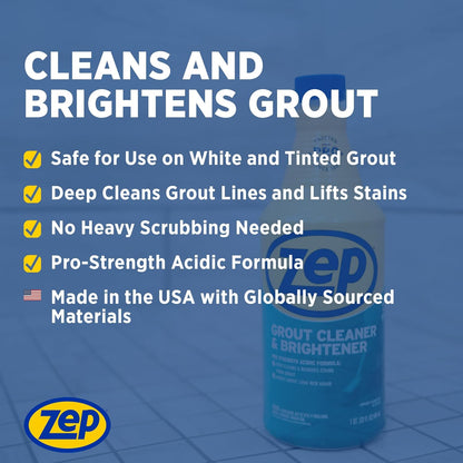 Zep Grout Cleaner and Brightener - ZU104632 - Deep Cleaning Formula Plus Grout Foaming Cleaner - R54212-2-in-1 benefits Deep Clean plus Everyday Clean & Protect