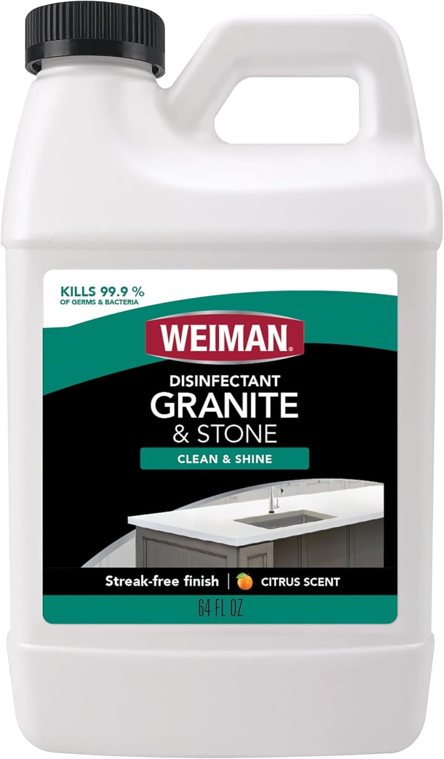 Weiman Disinfecting Granite Daily Clean & Shine Refill, 64 Oz - Safely Clean Disinfect and Shine Granite Marble Soapstone Quartz Quartzite Slate Limestone Corian Laminate Tile Countertop