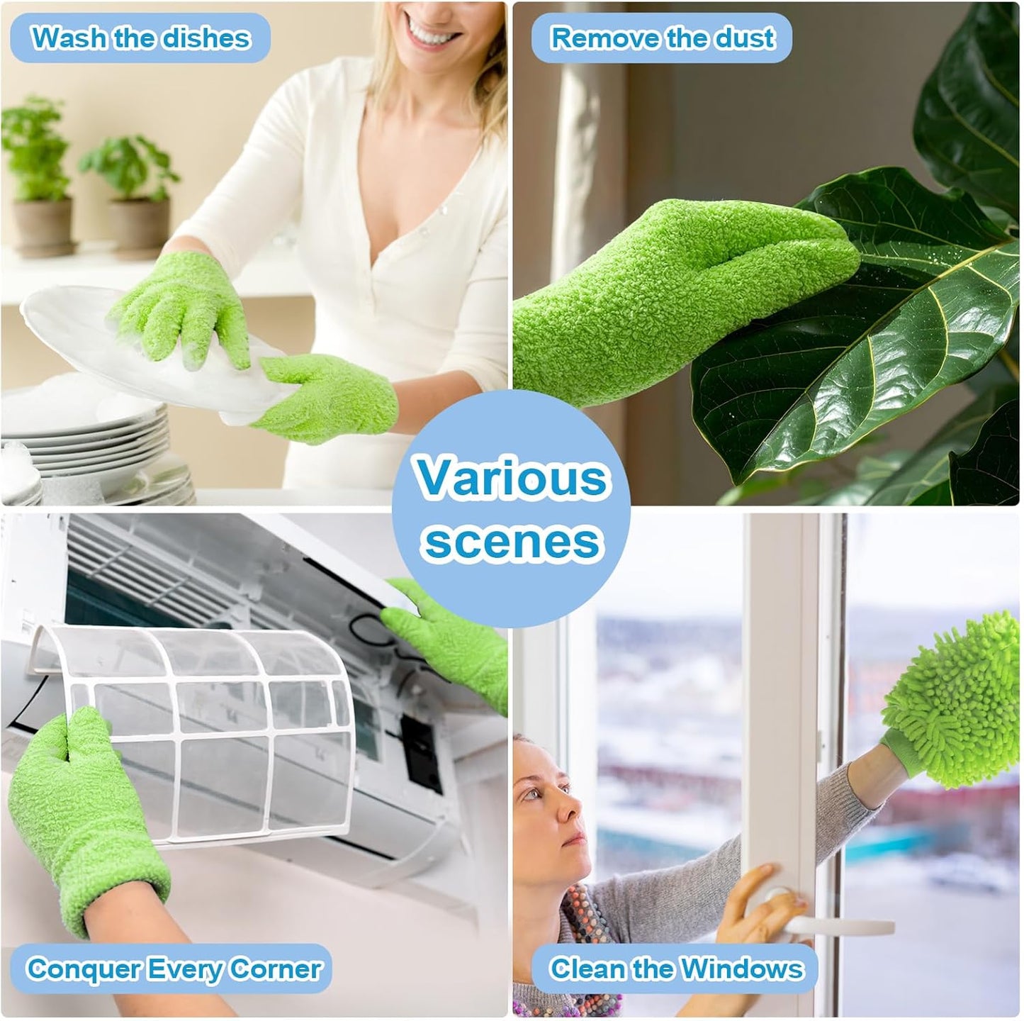 3 Pcs Microfiber Dusting Mitt Gloves Microfiber Plant Cleaning Gloves for Leaf Cleaning Plant Blinds Furniture House (Deep Pink)