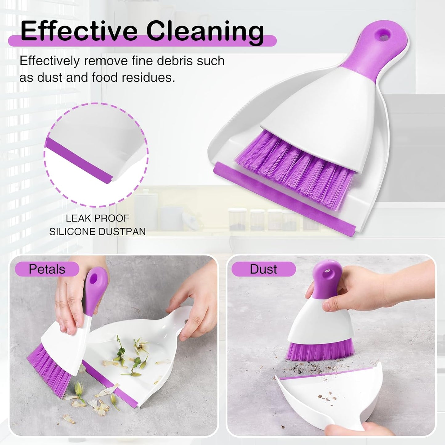 NACENA Mini Dustpan and Brush Set 2 Pack, Small Broom and Dustpan Set Dust Pan and Mini Hand Broom Dustpan and Broom Combo Compact for Home Table Keyboards Sofa Kitchen, Blue