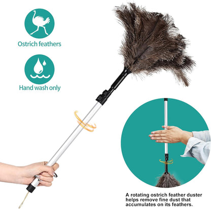 Lambswool Extendable Duster 29-110 Inch, Anti-Static Flexible Head, Stainless Steel Pole for High Ceilings, Fans, Interior & Roof Dusting.