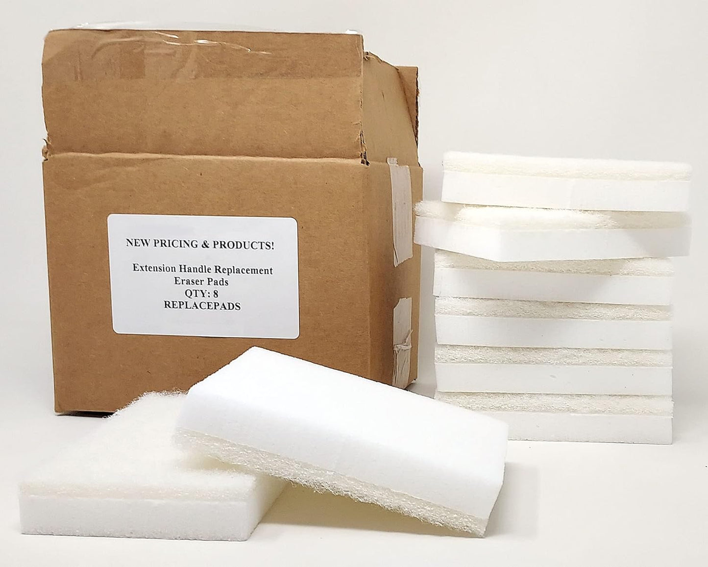Replacement Eraser Sponges for Extension Handle Kit (8pk) Cleans Like Magic to Remove Soap Scum, Dirt, Grime, Grease, and Black Scuff Marks