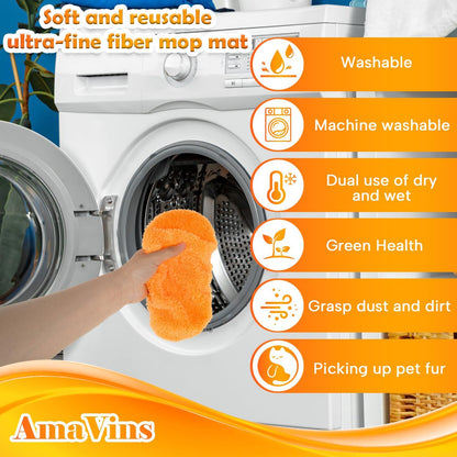 AmaVins 5 Pack Reusable Microfiber Mop Pads Compatible with Swiffer Sweeper Mop, Wet and Dry Flat mop Cover, Washable Mop Pads for Surface/Hardwood Floor Cleaning (Mop is Not Included)