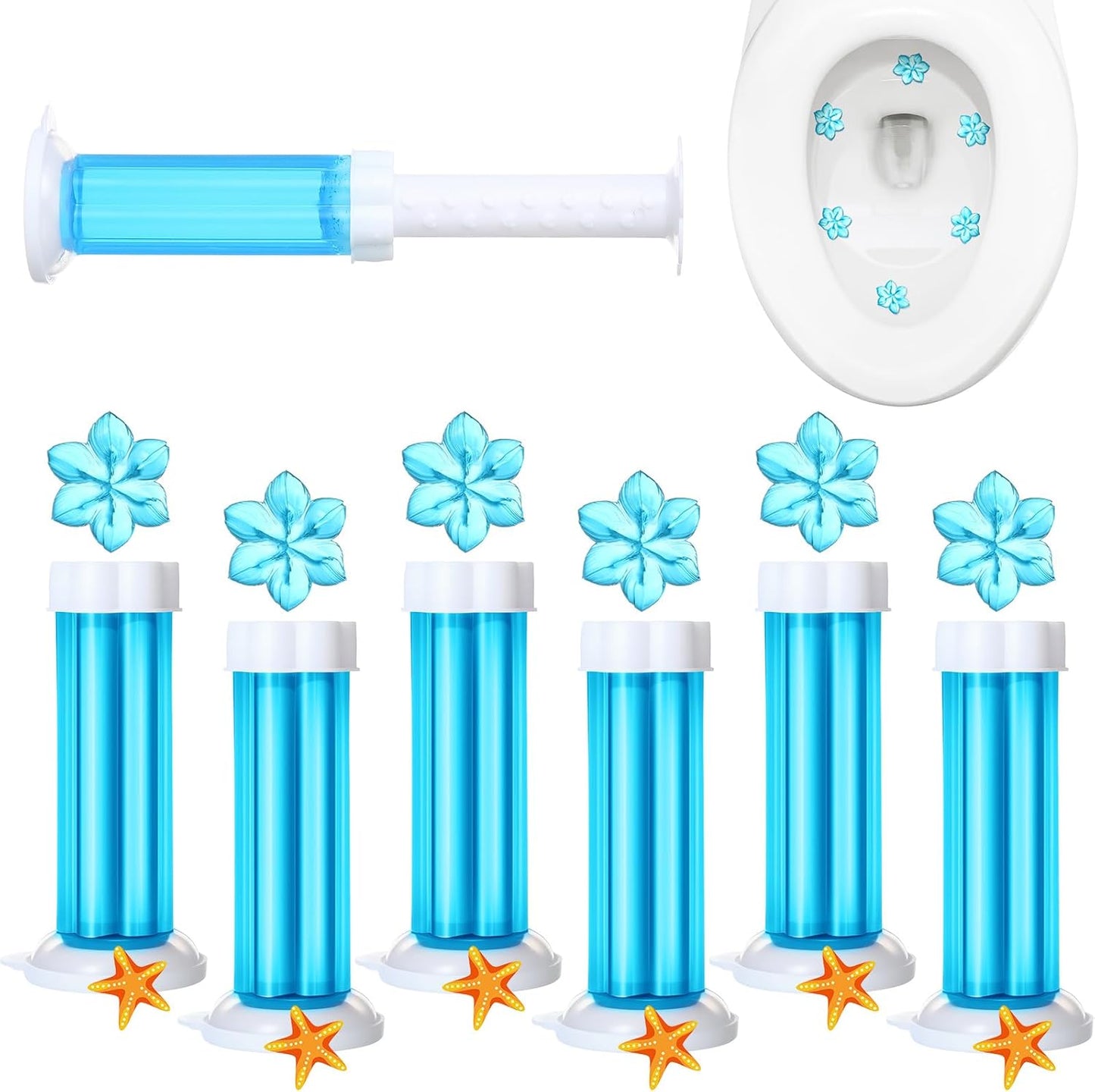 6 Pcs Toilet Gels 84 Count 1 Kind Flower Stamp Bowl Gel Scent Toilet Stain Removal Cleaner Air Freshener Flower Stamps Pack for Bathtubs Bathroom