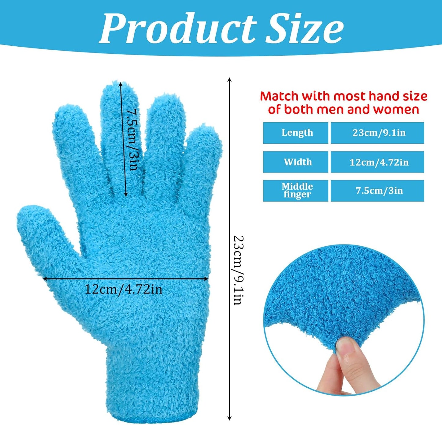 Abeillo Microfiber Gloves for Plants Dusting Cleaning, Reusable Washable Cleaning Gloves Mittens House Cars Blinds Dusting