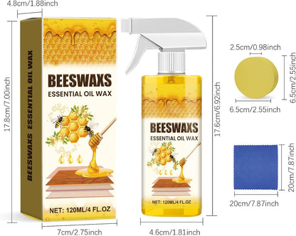 Natural Beeswax Wood Polish Spray, Furniture Polish with Beeswax for Wood Cabinets Tables & Floors, Wood Cleaner and Conditioner Spray for Restoring Shine (2pcs)