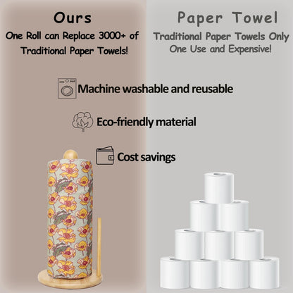 25 Pack Reusable Paper Towels, Paperless Towels Roll Washable Cotton Cloth for Kitchen Towels Zero Waste Products Alternative Paper Towels Alternative (Bohemian)