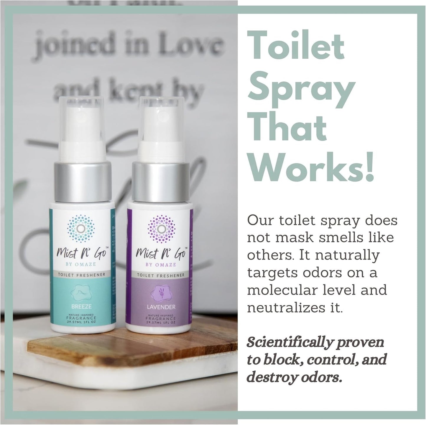 Mist N’ Go by Omaze Travel Bathroom Spray for Toilet Spray Odor Eliminator - Travel Toilet Spray for Bathroom Air Freshener Spray for Bathroom Deodorizer - Clean Mix, Travel Size (1oz x2)