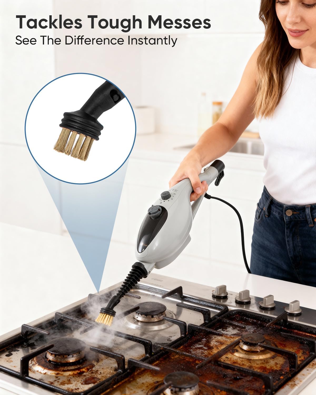 CYK Steam Mops for Floor Cleaning, 12 in 1 Handheld Steam Cleaner for Home, Floor Steamer for Hardwood Floors and Tile (Purple-grey)