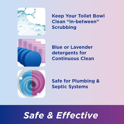 Ty-D-Bol Bleach-Free Toilet Bowl Cleaner Tablets Variety Pack - (10 Pack) 1.4 oz - 5 Lavender and 5 Blue Tablets - Fights Hard Water Stains, Mineral Buildup & Limescale - Bathroom Cleaning Supplies