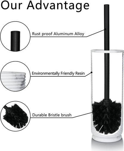 White Floral Branches Design Resin Toilet Bowl Brush and Holder Set, Elegant Bathroom Cleaning Tool with Durable Bristles, Compact and Functional