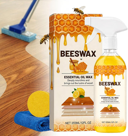355ml Micro-Molecularized Natural Beeswax Floor Polish Spray, Beeswax Essential Oil Wax, Bees Wax Wood Polish Spray, for Living Rooms, Kitchens, Wood Furniture Floor (1PCS)