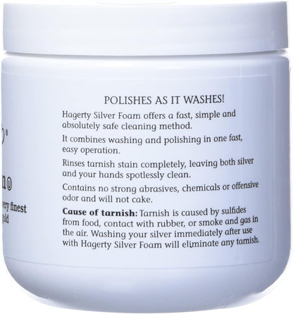 Hagerty Silver Foam - Trusted Silverware Polish and Tarnish Remover Since 1895 for Sterling Silver, Silver-Plate, Gold, and Gold – Made in USA, Kosher Certified, 19 oz