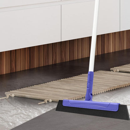Floor Squeegee with 180° Rotating Head, EVA Foam Blade Squeegee for Floor with Adjustable Aluminum Long Handle, Squeegee Broom for Window Shower Bathroom Garage Tile Pet Hair Cleaning