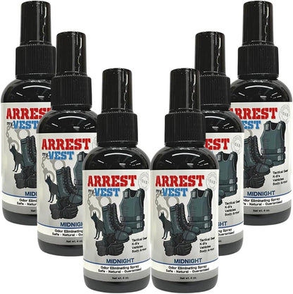 Arrest My Vest Military and Police Grade Odor Eliminating Spray for Body Armor Odor, Tactical Gear. Safe on K9's. Safe on All Ballistic Vests and Fabrics - Midnight Fragrance - 2 16 oz Bottles