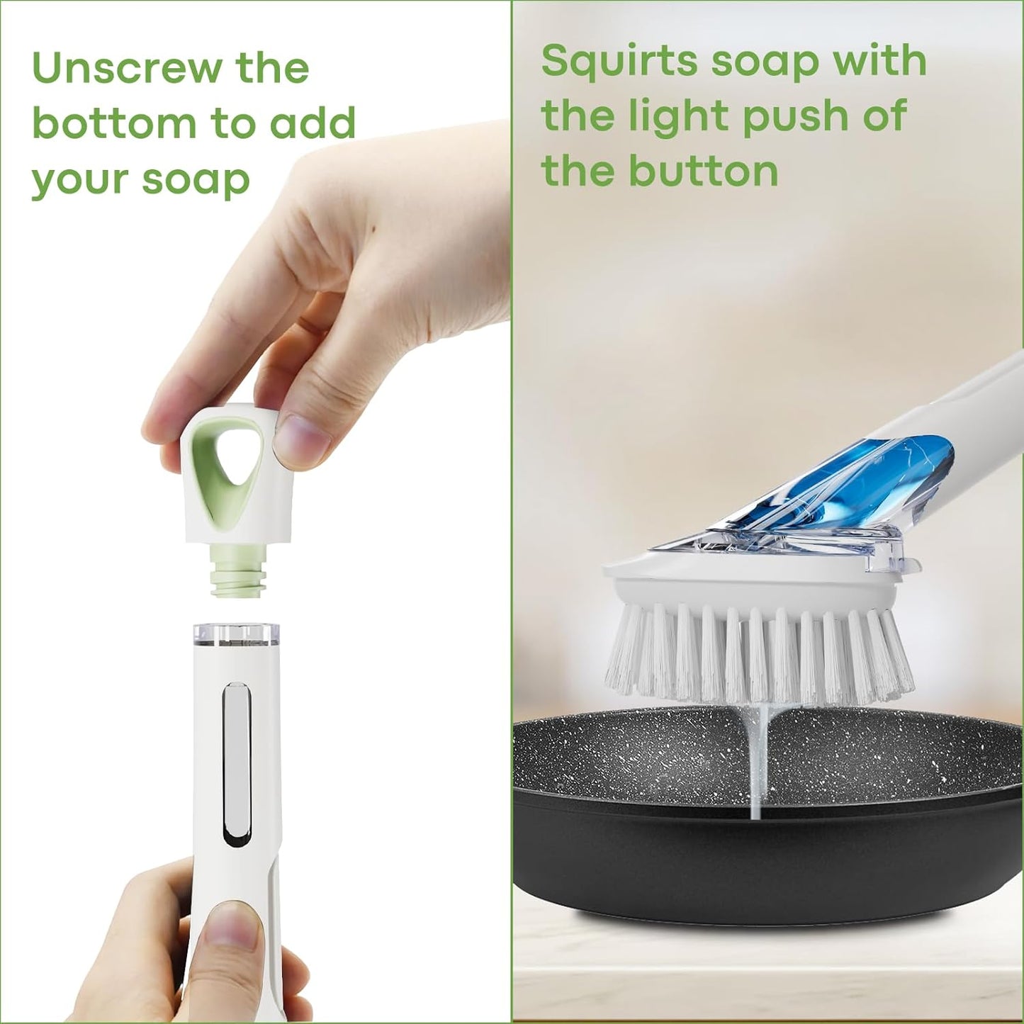 RIMAY Soap Dispensing Dish Brush, Dish Scrubber with Soap Dispenser, Dish Soap Brush, Dish Wand with Soap Dispenser Kitchen Brush for Dishes, Pans, Sink, Pots