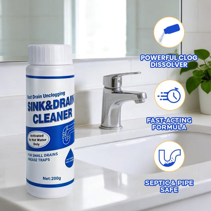 Sink Drain Clog Cleaner 400g: Upgraded Powerful Unclogger for Kitchen Sink, Bathroom Tub and Shower Drain, Effective Clog Remover